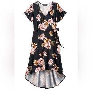 Women’s 1X Fortune + Ivy Irene Faux Wrap Brushed Knit Straight Hem Maxi Dress